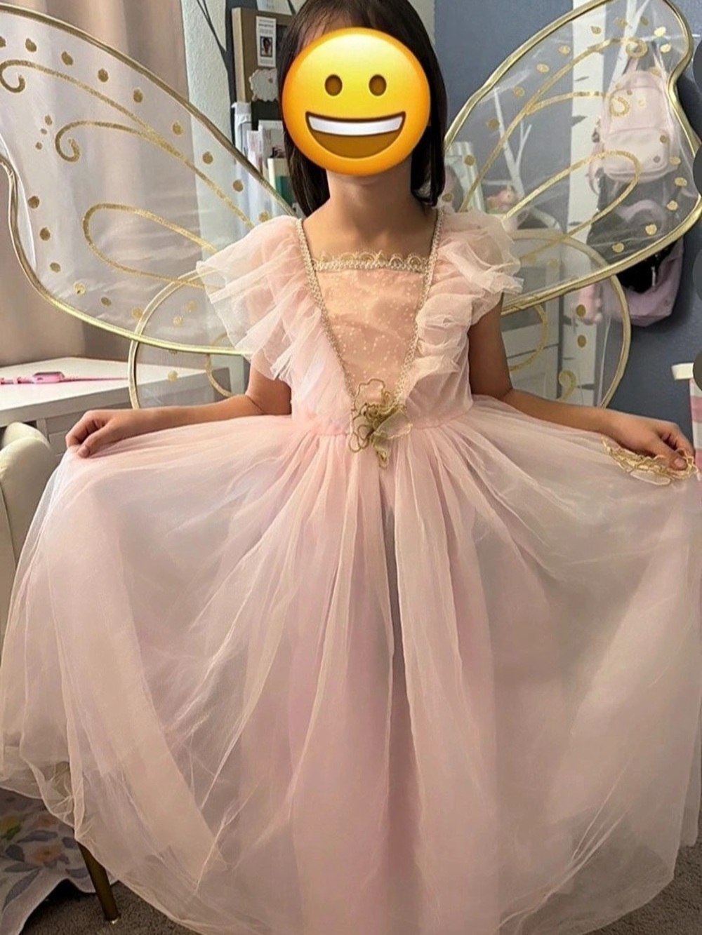 Pink Fairy Costume with Wings Like New size 7/8